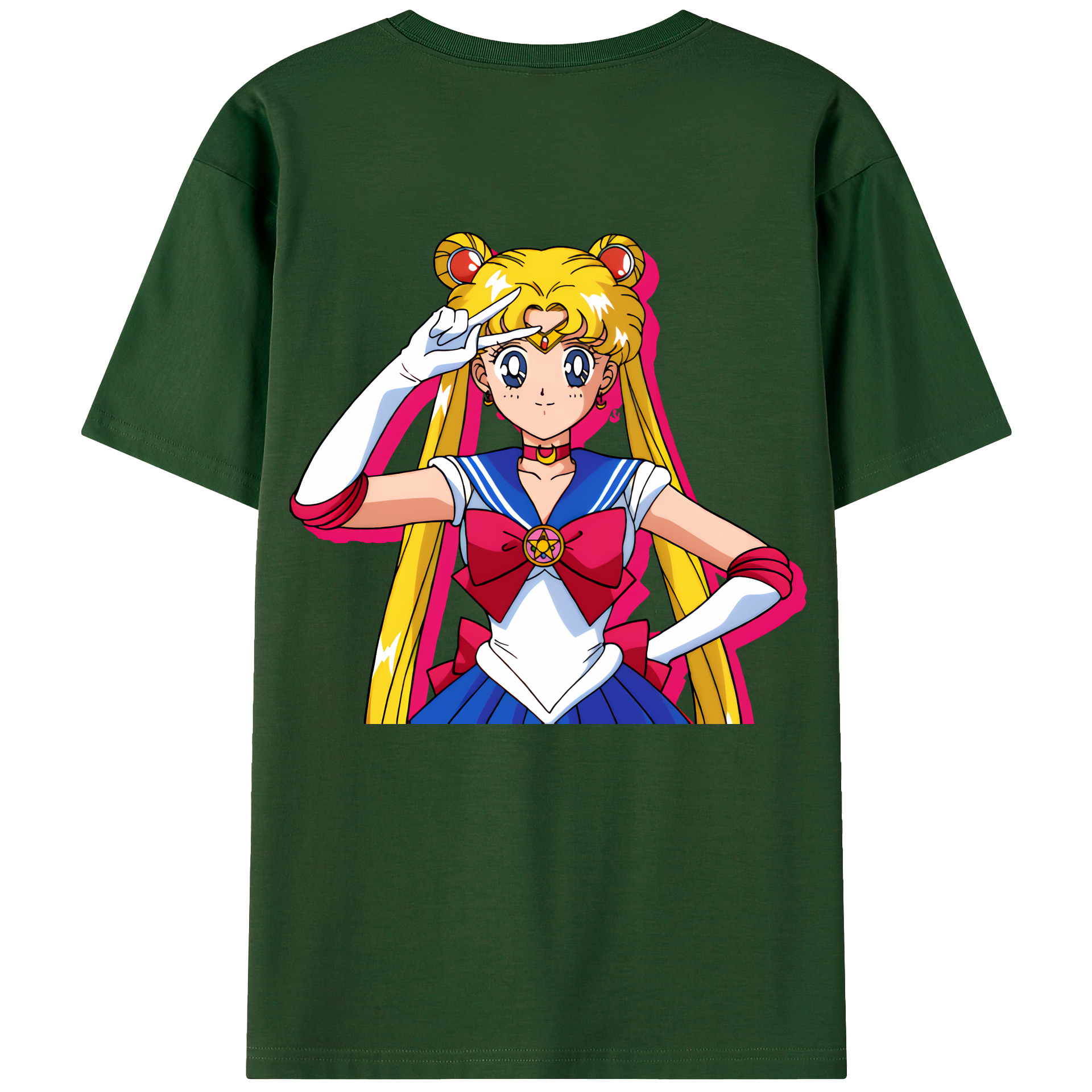（画像用） 美少女戦士セーラームーン 月野 うさぎ つきの うさぎ Sailor Moon Tsukino Usagi 綿100％半袖Tシャツ（背面プリント）